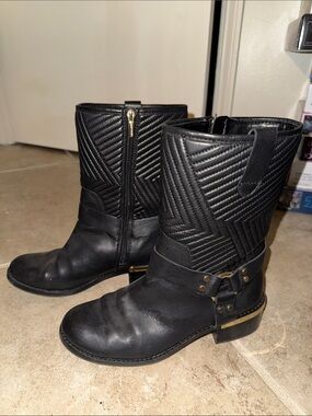 Vince Camuto Black Quilted Leather Ankle Boots